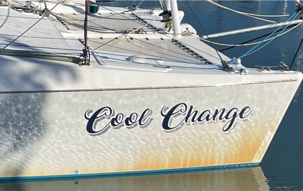 Cool Change hull covered in slime and growth